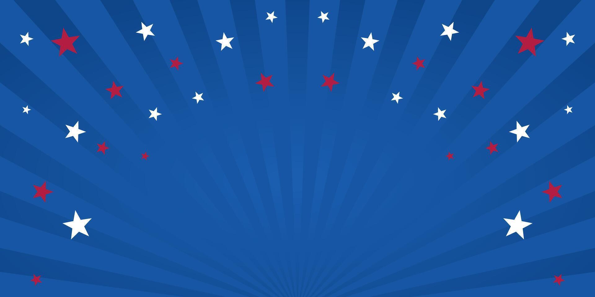 American Background Sunlight Swirl pattern with Star Icons. Design for banner, poster, social media. vector