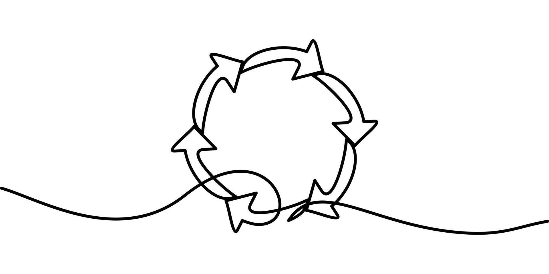 continuous line drawing of jumping arrow symbol in circle. abstract line art illustration vector