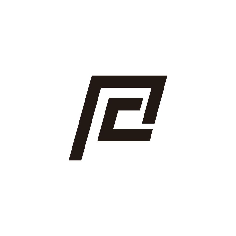 letter pc simple squares geometric line logo vector