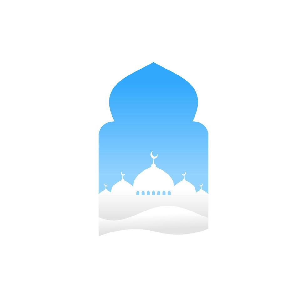 Ramadan and Eid mubarak white concept with calligraphy, camel, and moon. for islamic greeting banner vector