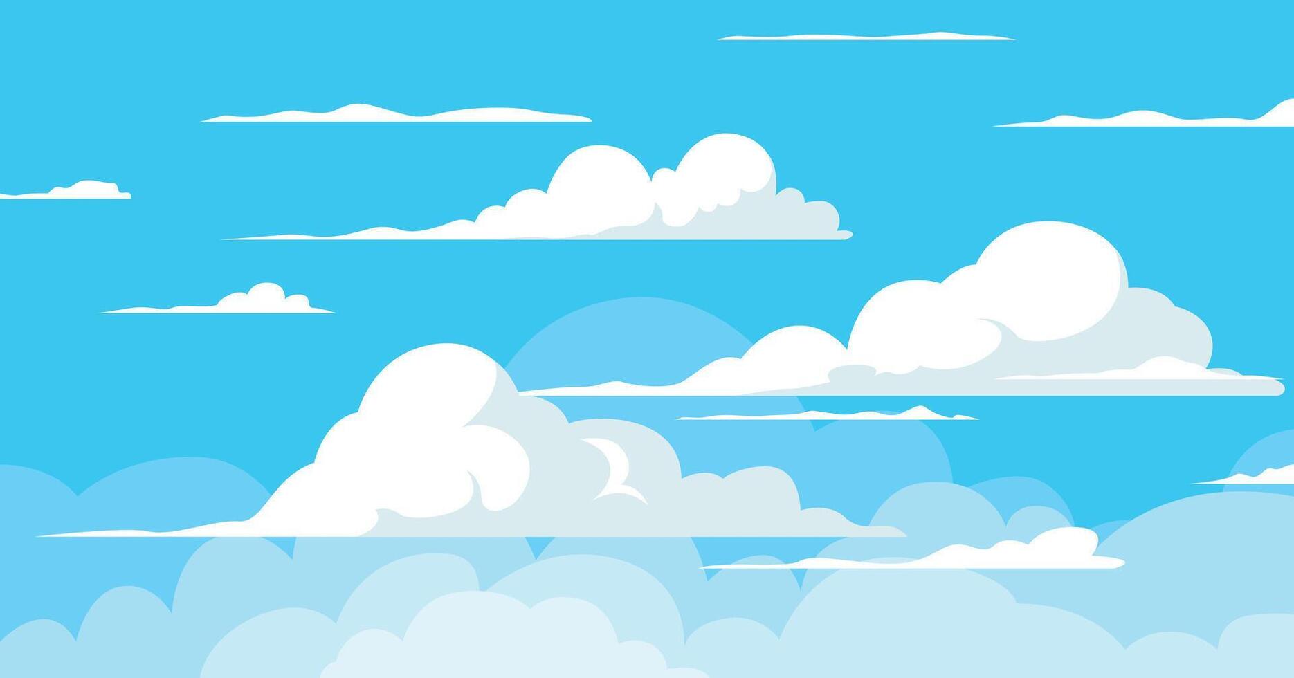 Blue sky background with clouds, nature landscape illustration vector
