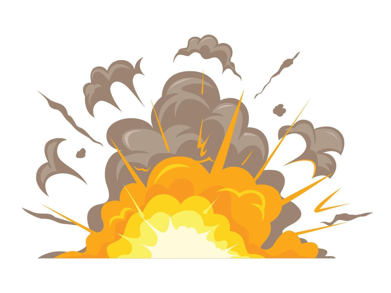 Explosions and flame blazing, burst or blast, smog, Wave with fire and clouds, effect of detonation vector