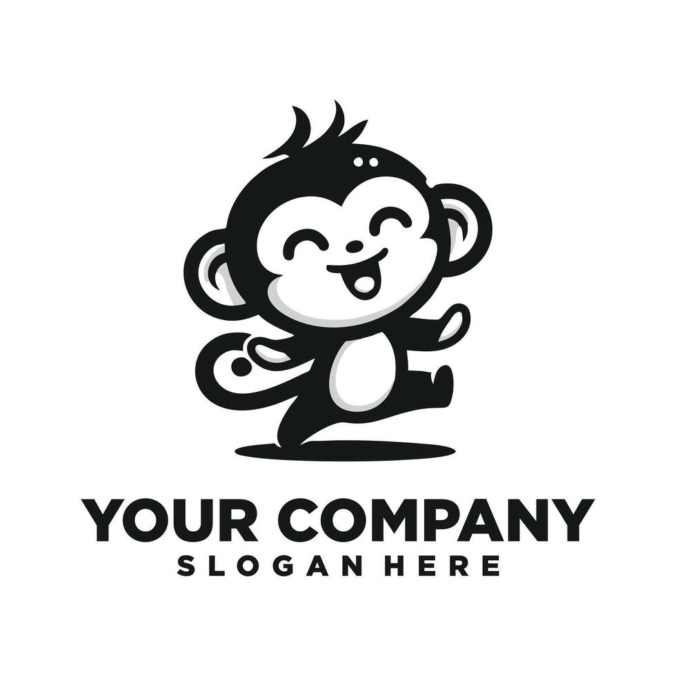 black monkey logo design with happy expression vector