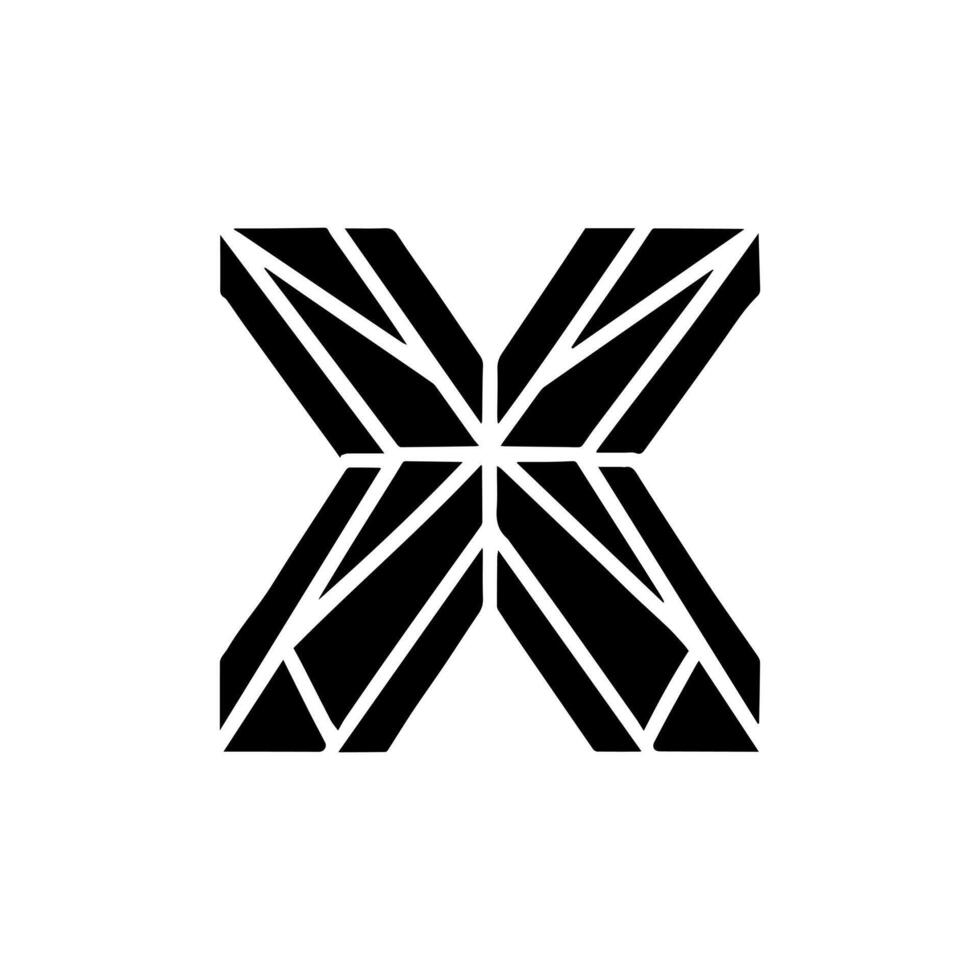 Letter x is made up of geometric shapes vector