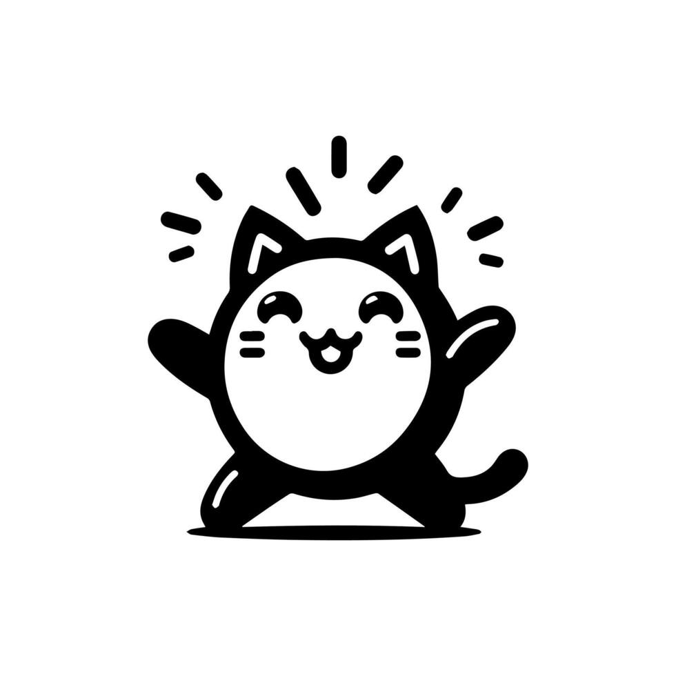 A black and white cat vector