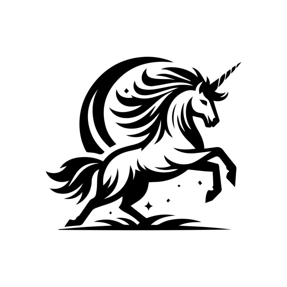 Black and white unicorn logo design vector