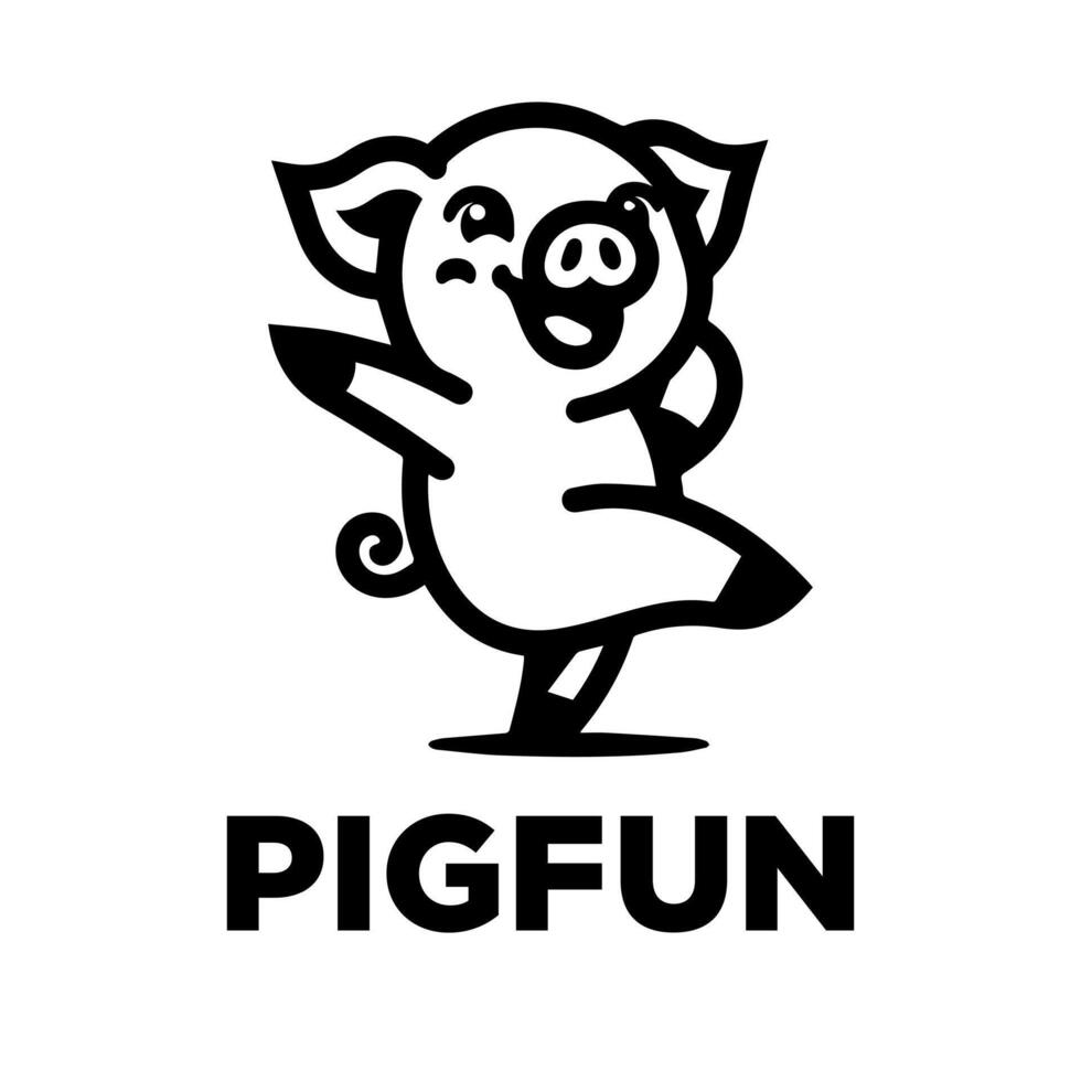 pig dancing logo design vector
