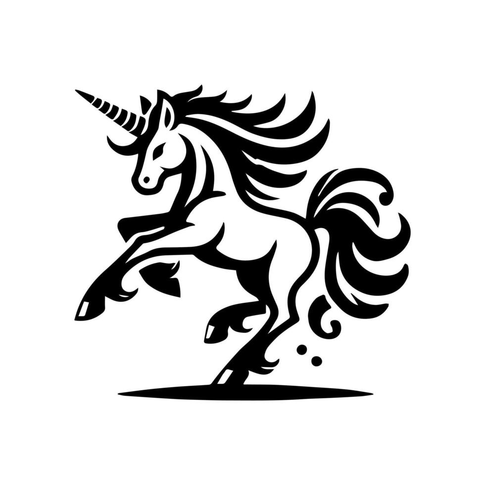 A black and white unicorn logo design inspiration vector