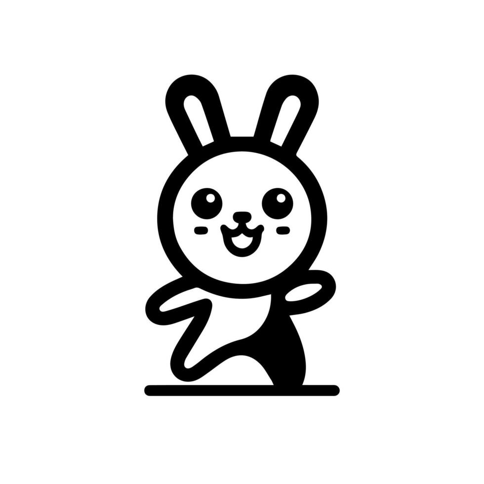 A black and white bunny icon on a white background vector