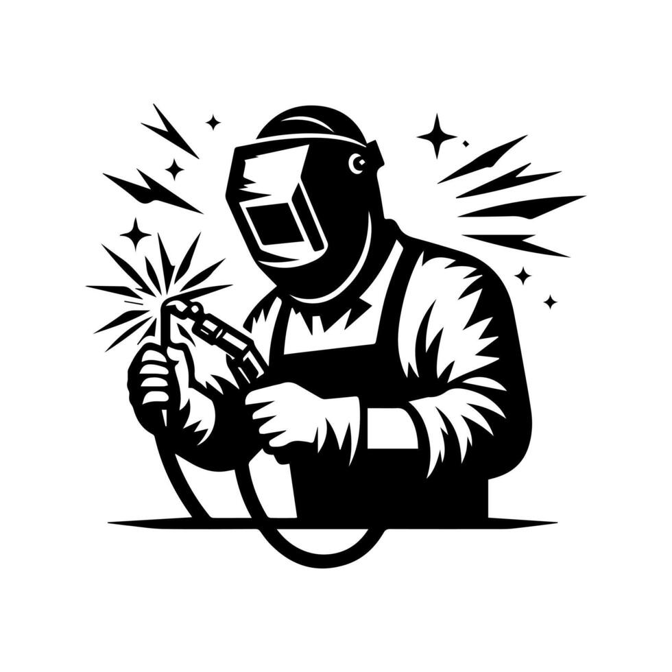 Welder with welding torch illustration design vector