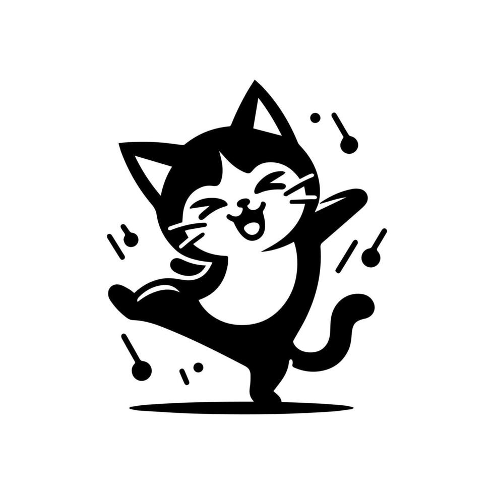 A black and white cat dancing with music notes vector