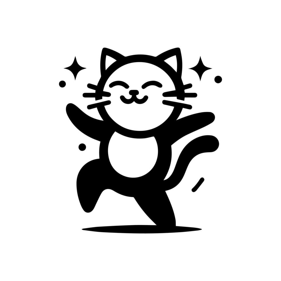 A black and white cute cat vector