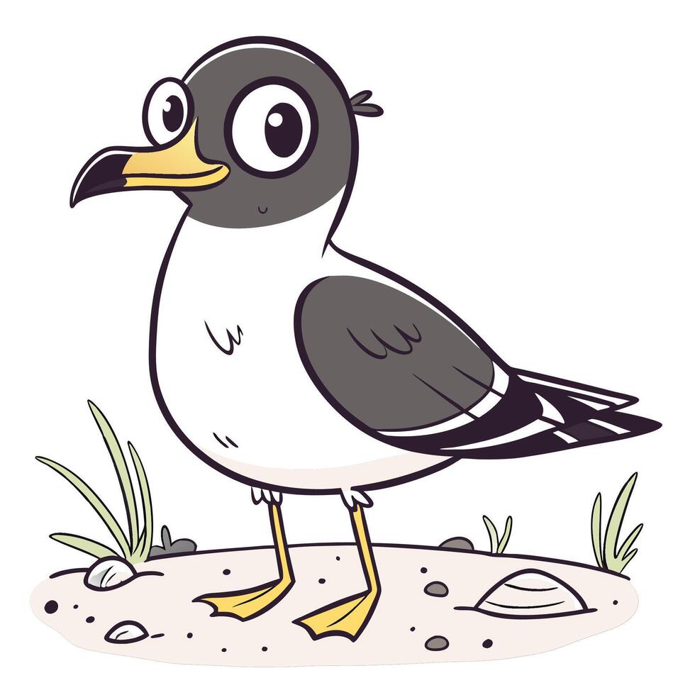Seagull bird cartoon character vector