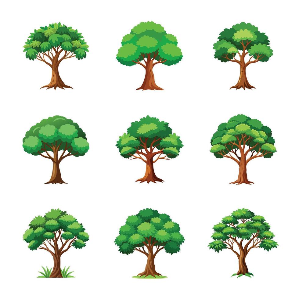 Big tree set on white vector