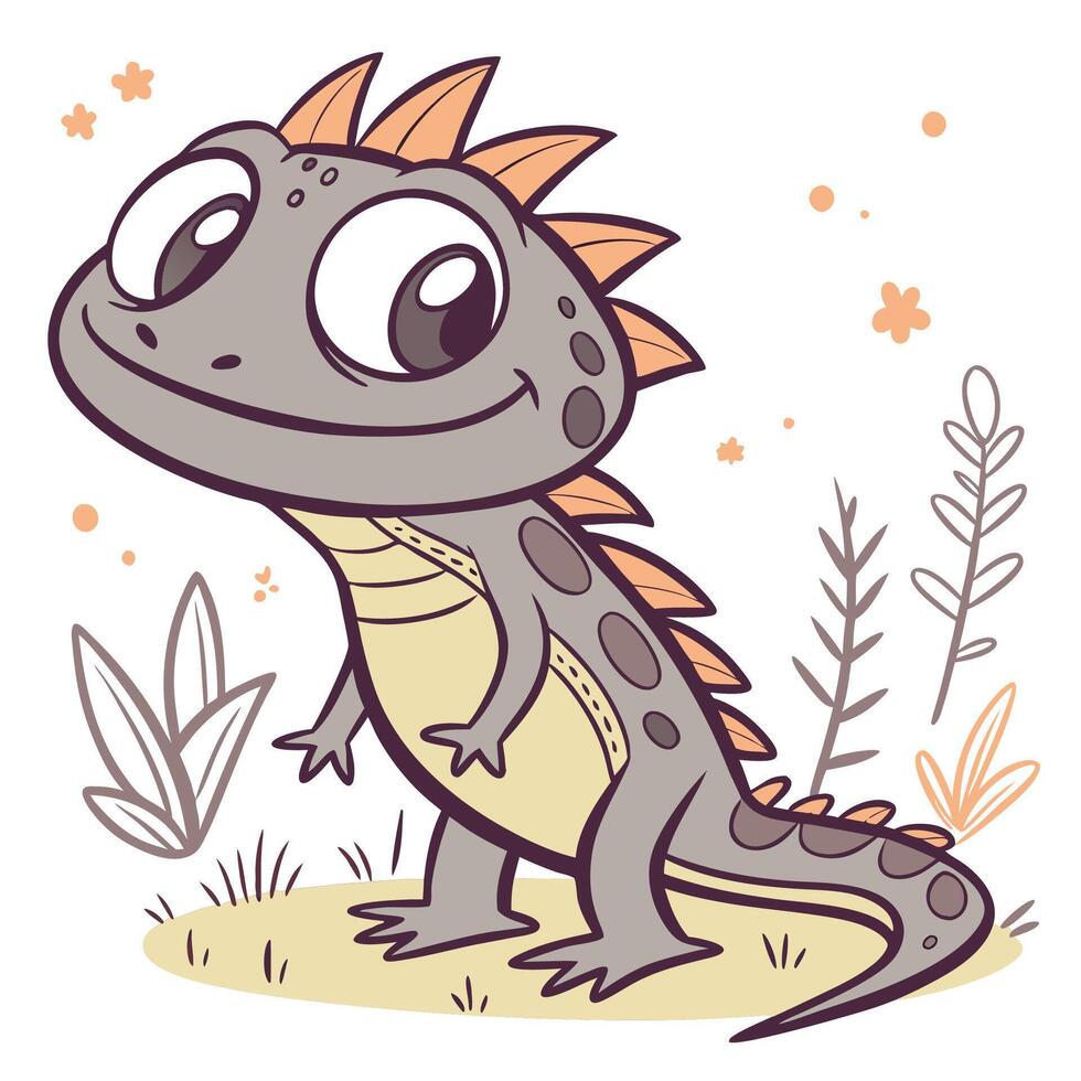 Cute lizard cartoon vector