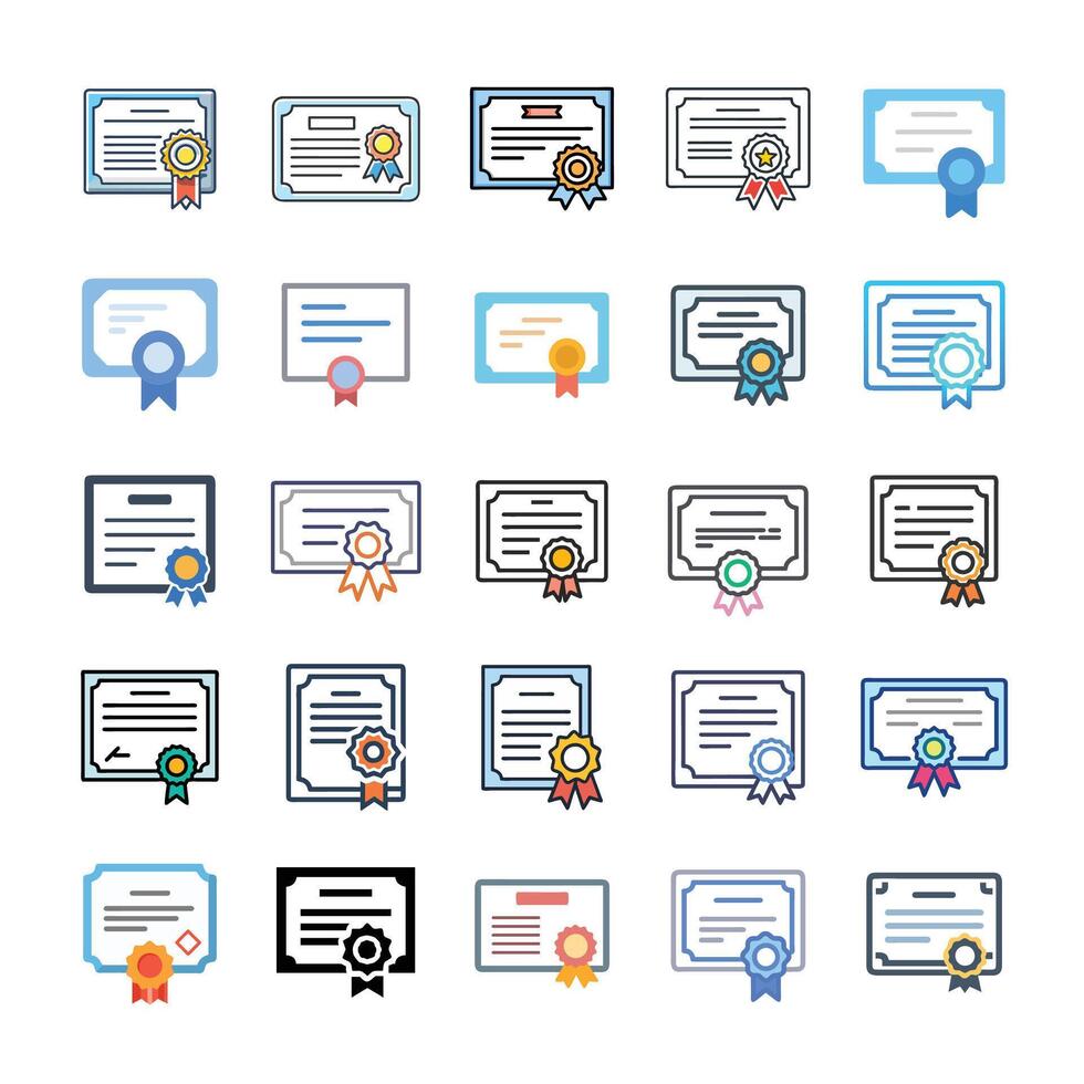 Certificate icon set sticker vector