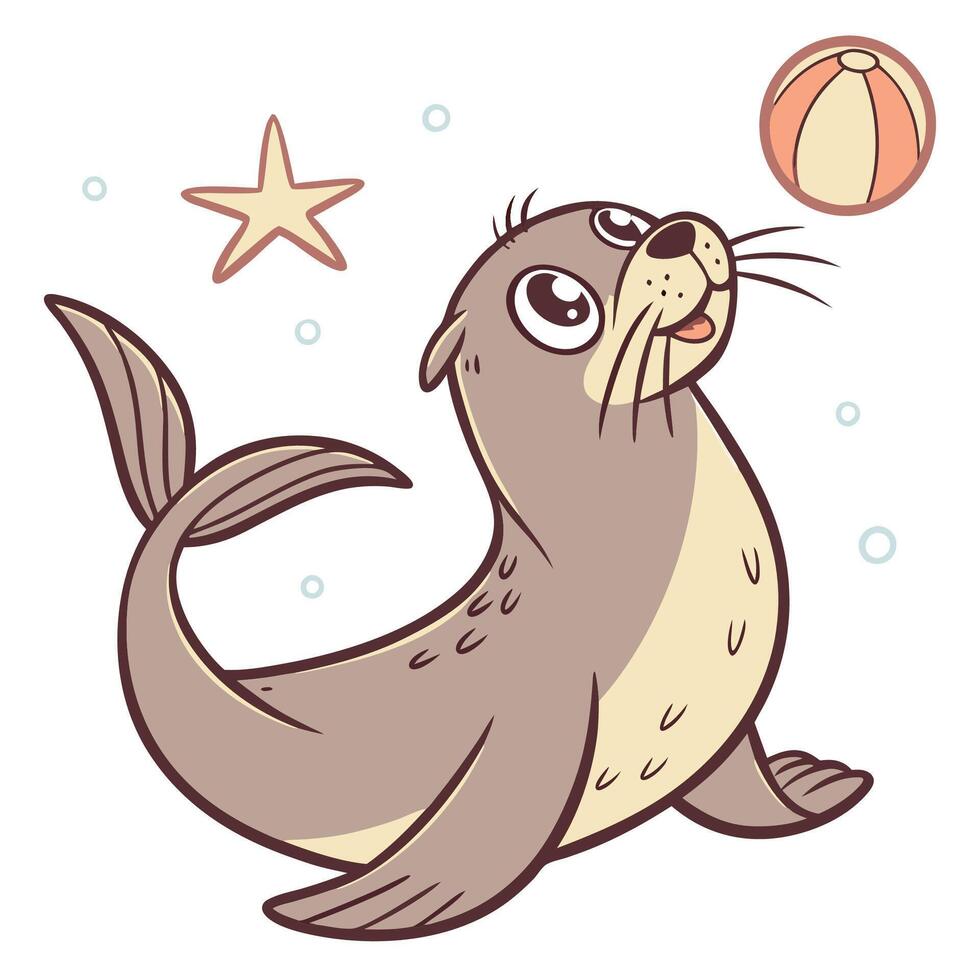 Dolphin cartoon playing with ball vector