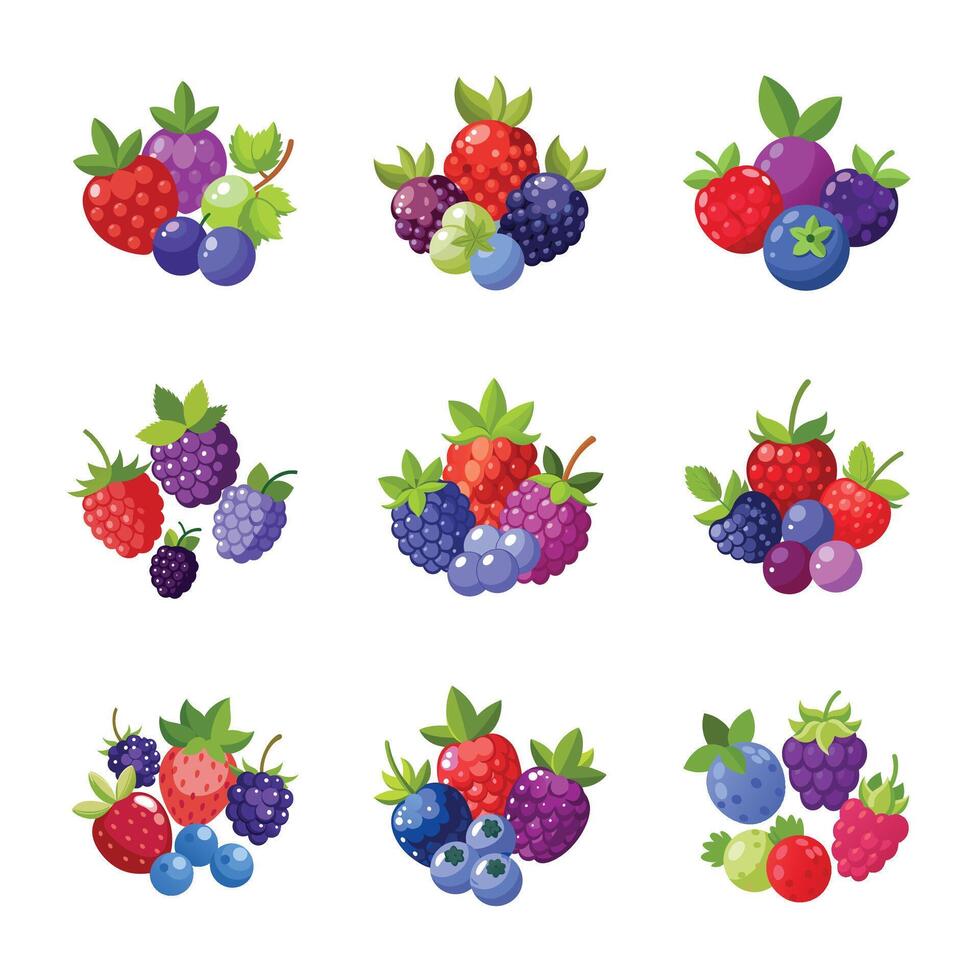 Berry Realistic Set vector