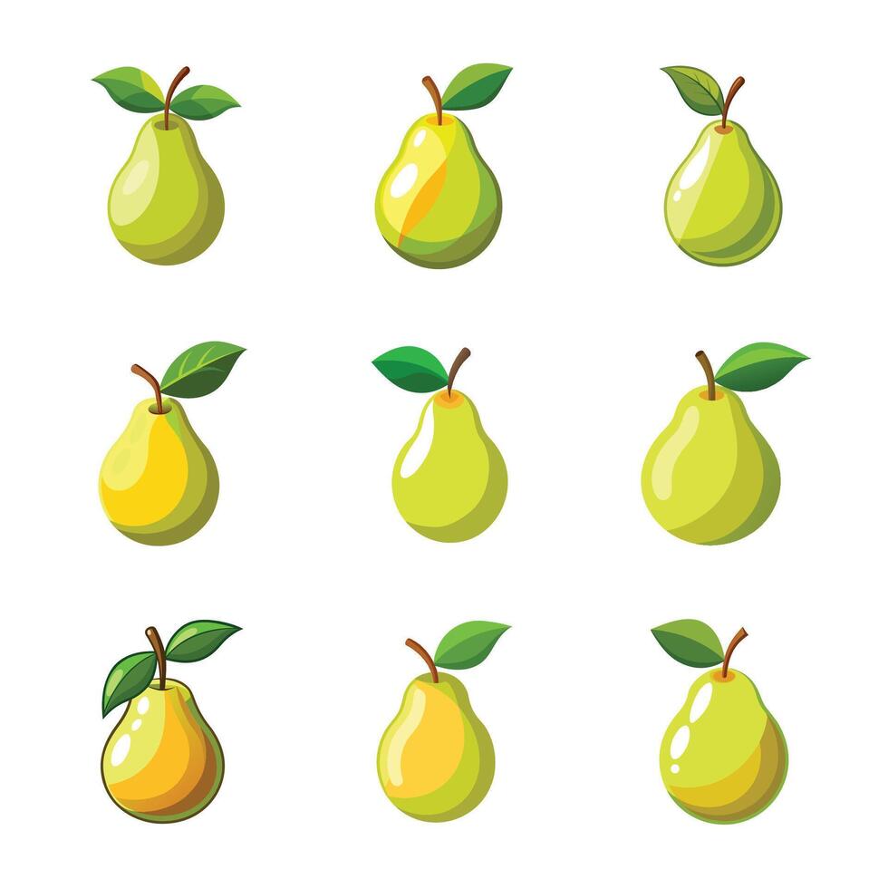 Juicy pear fruit set vector