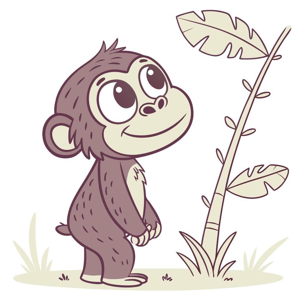 Monkey animal cartoon character vector