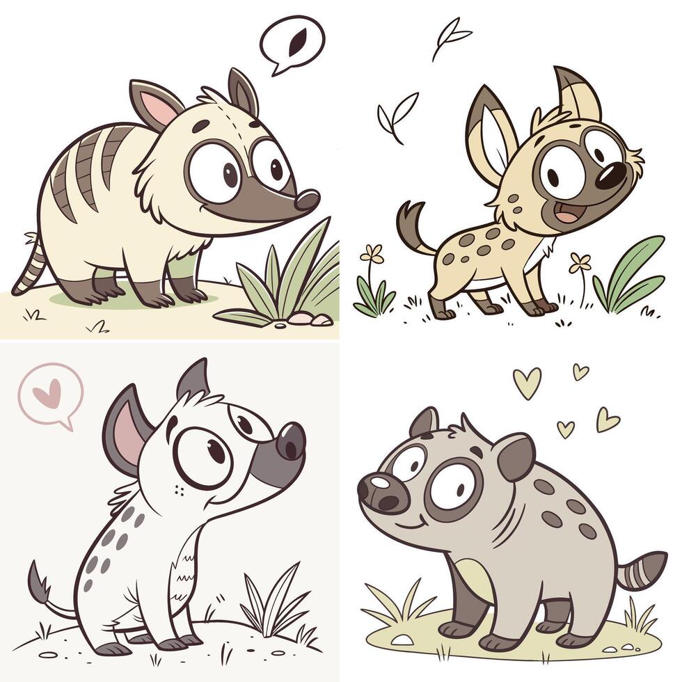 Set of meerkats in cartoon style vector