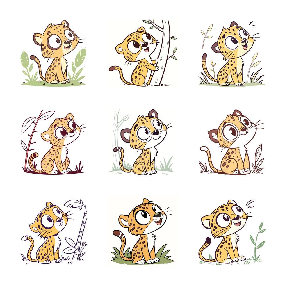 Cute baby tiger set vector