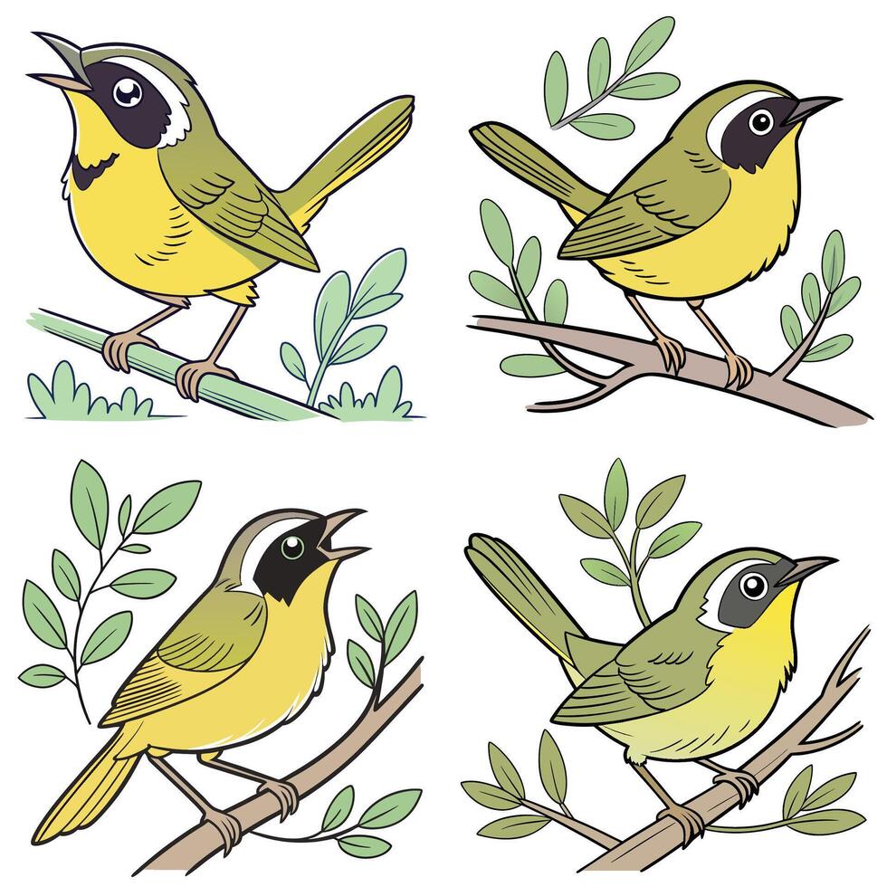 Set of bird in cartoon style vector