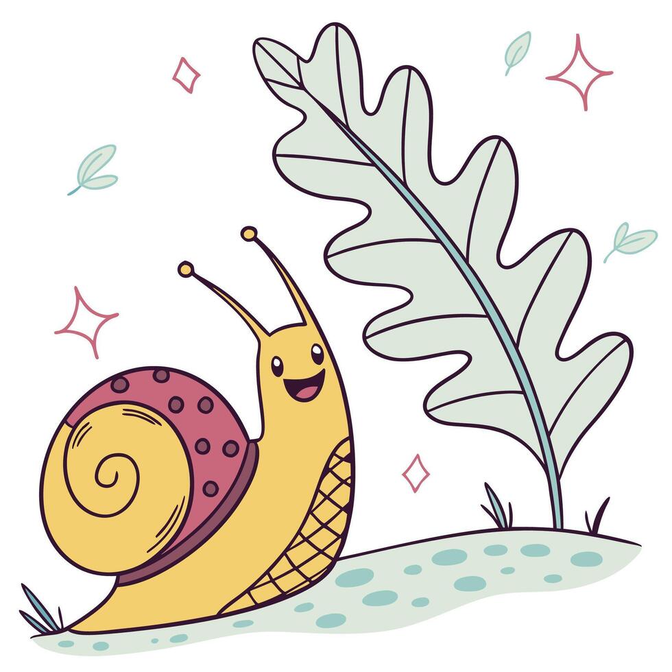 Snail animal cartoon characteral vector