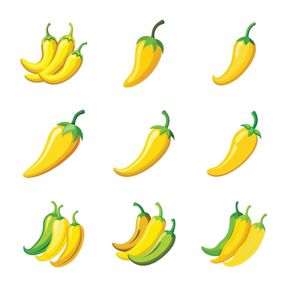 Chili set on white vector