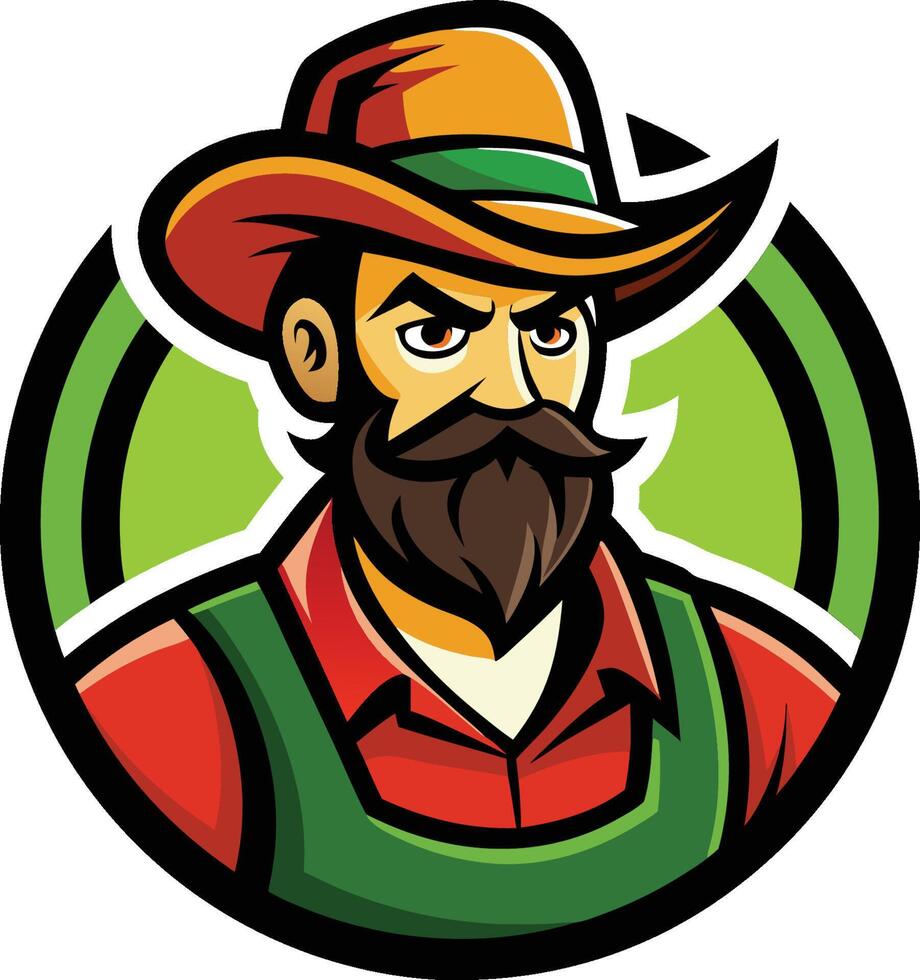 a cartoon farmer with a beard and hat vector