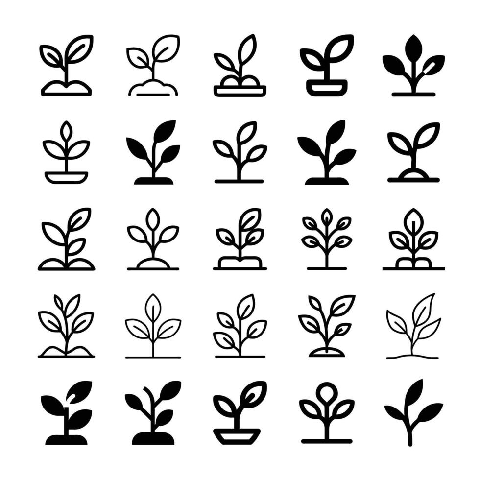 Plant icon set vector