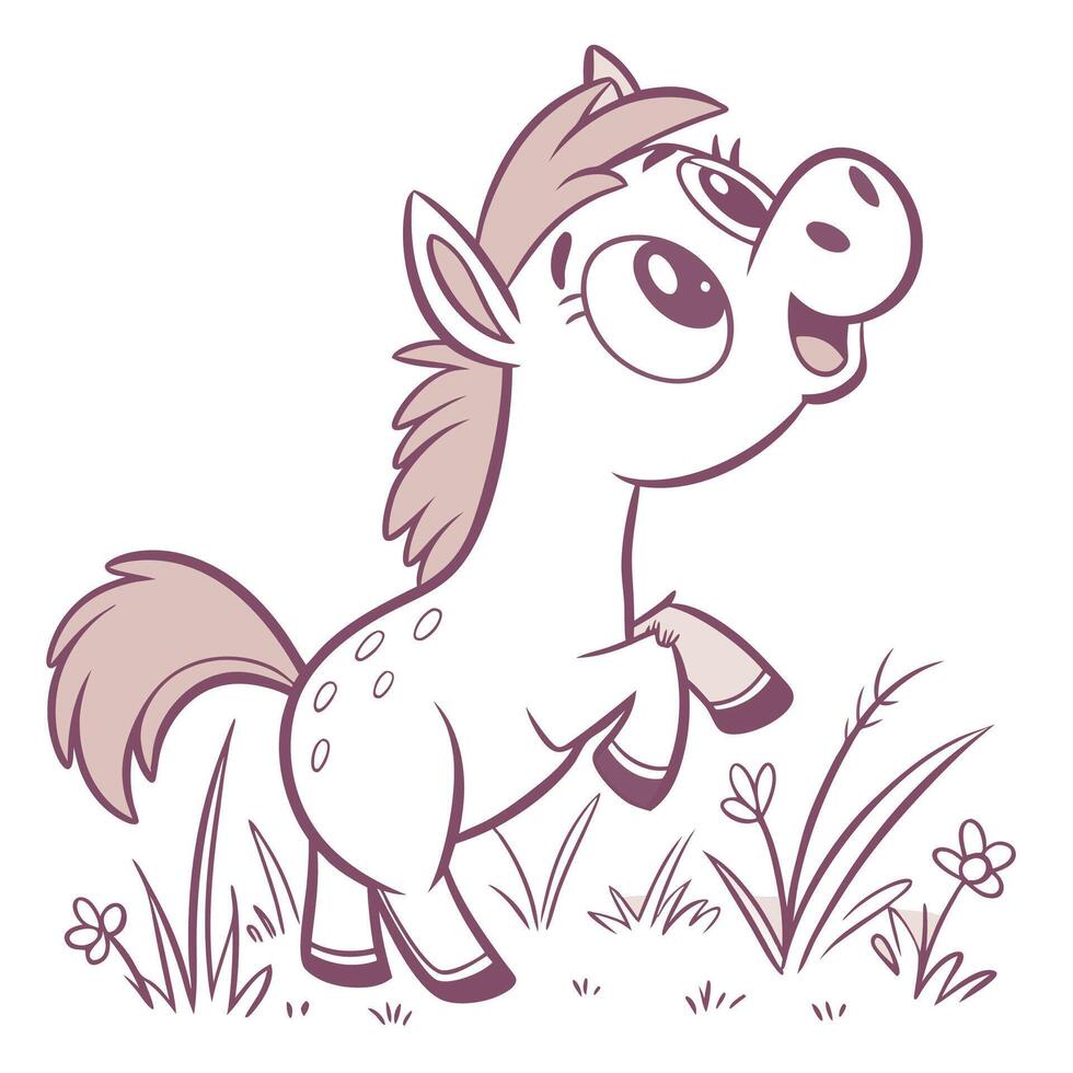 Cute horse animal cartoon character vector
