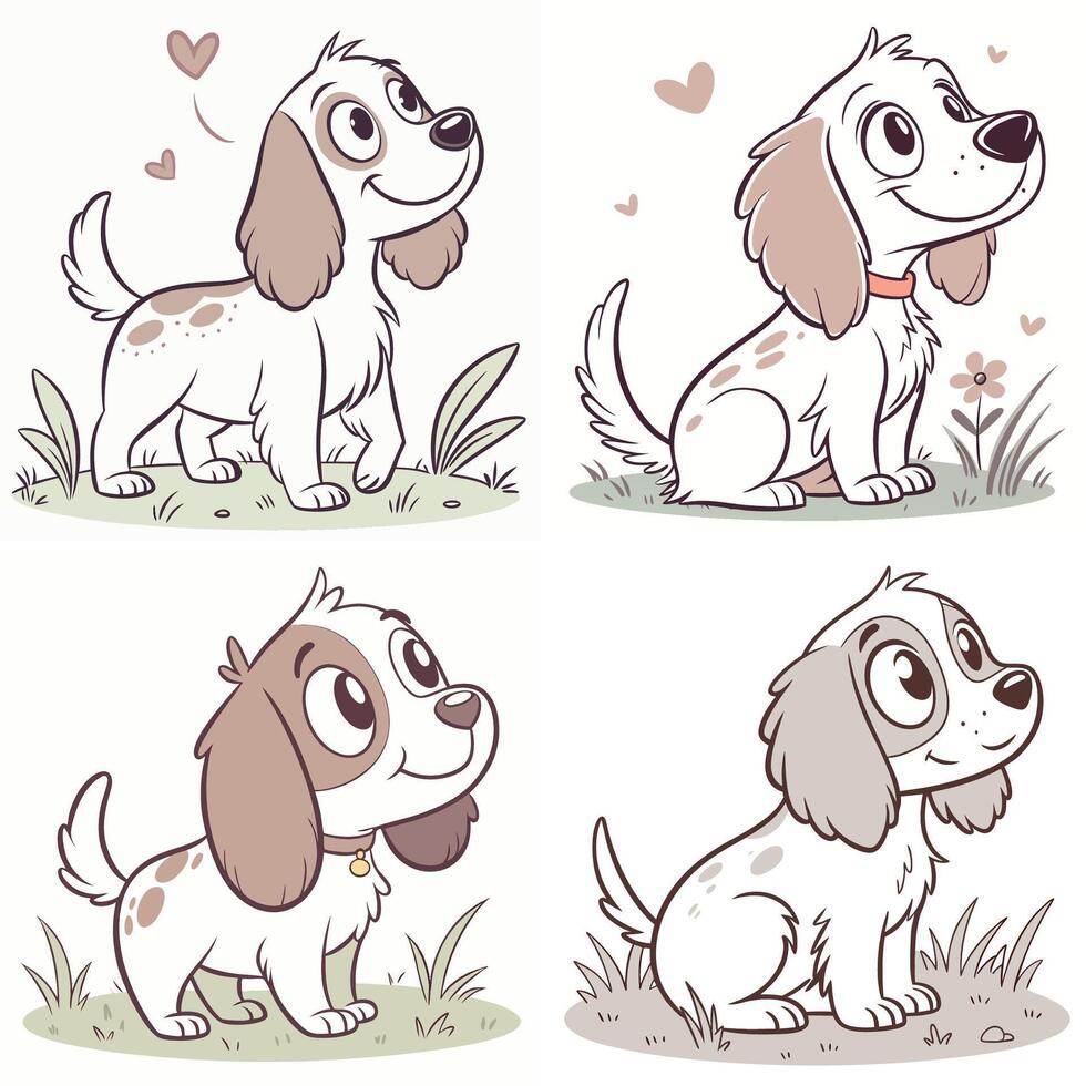 Set of dog in cartoon style vector