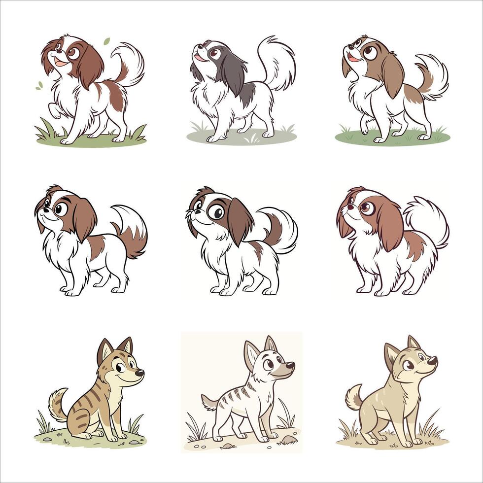 Cute pet animal set in cartoon style vector