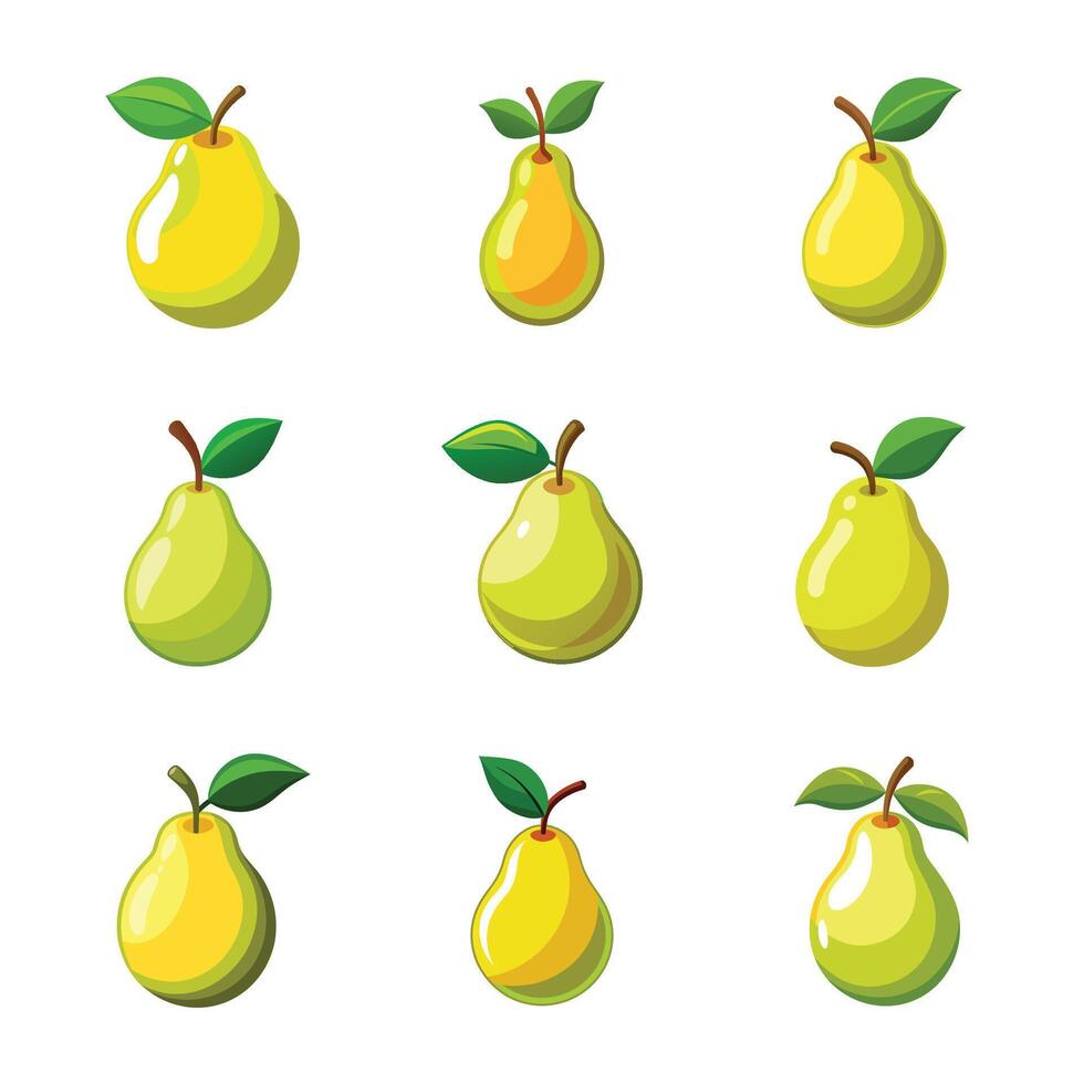 Fresh pear fruit set vector