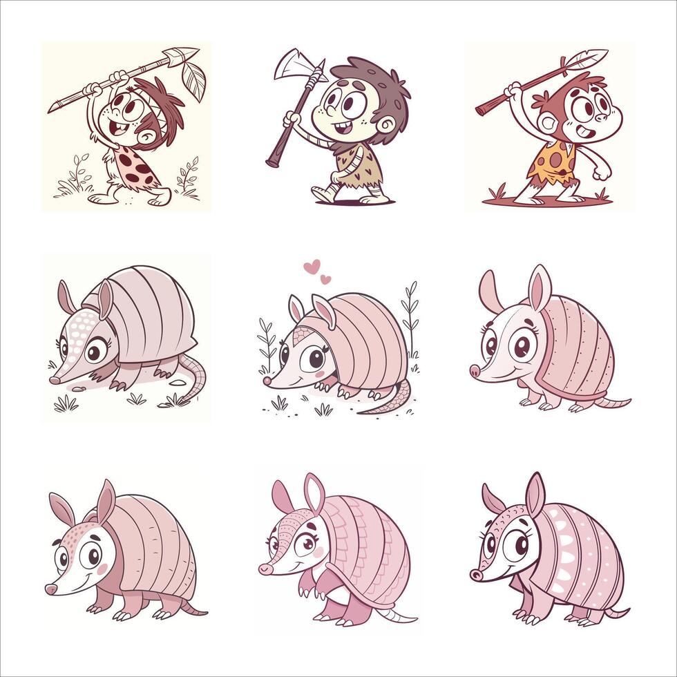 Set of animal cartoon character vector