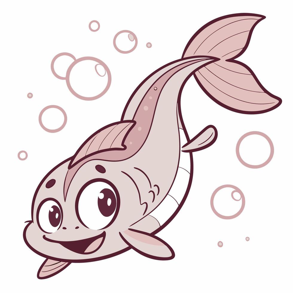 A sticker template with cute fish vector