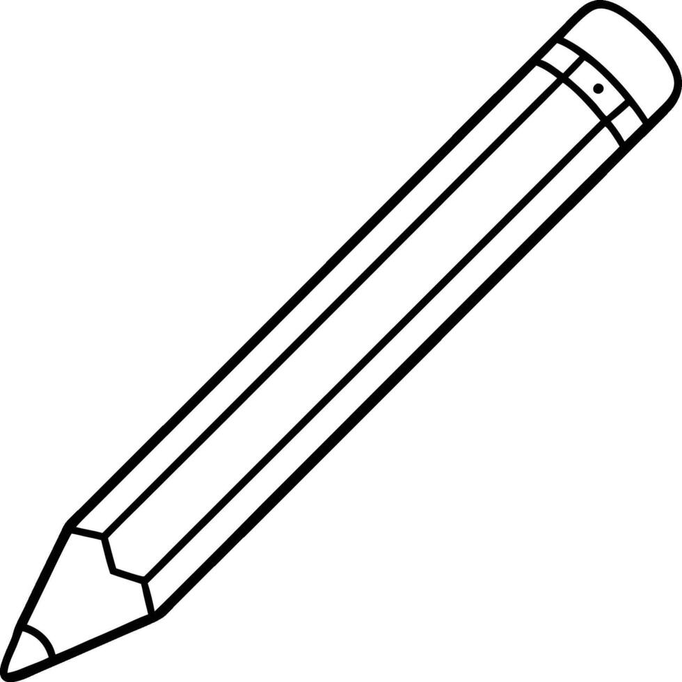 pencil, simple line drawing, black and white, minimalist design, no shading, clean lines, iconic school supply vector
