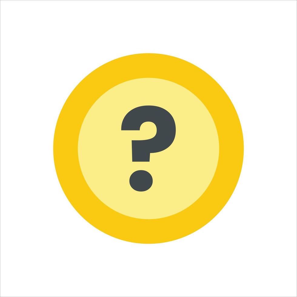 A yellow circle with a question mark on it vector