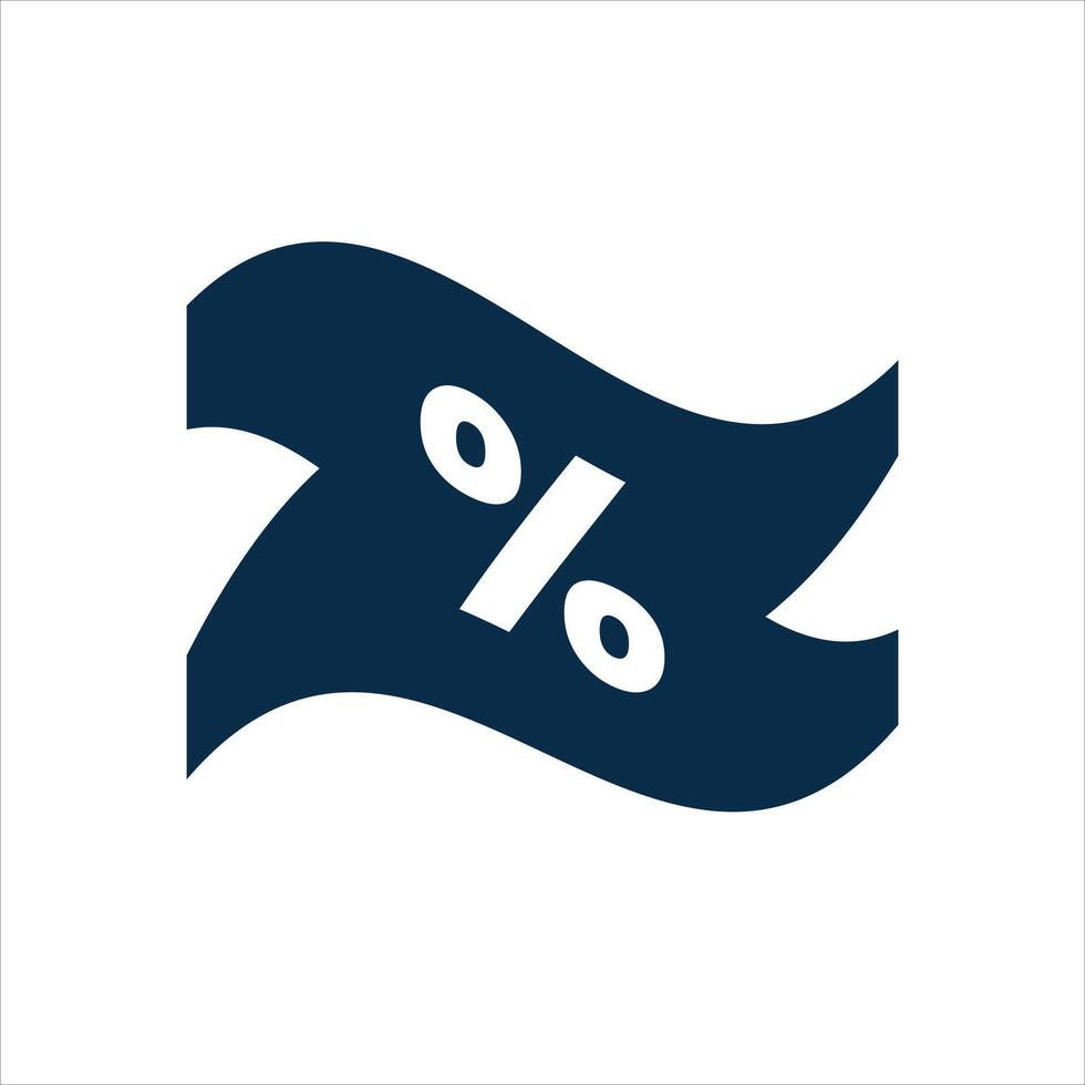 A blue and white logo with a percentage sign vector