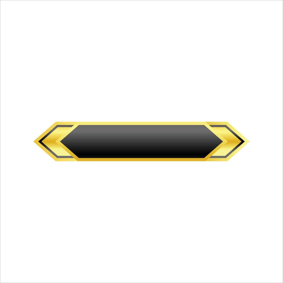 A black and gold arrow button on a white background vector