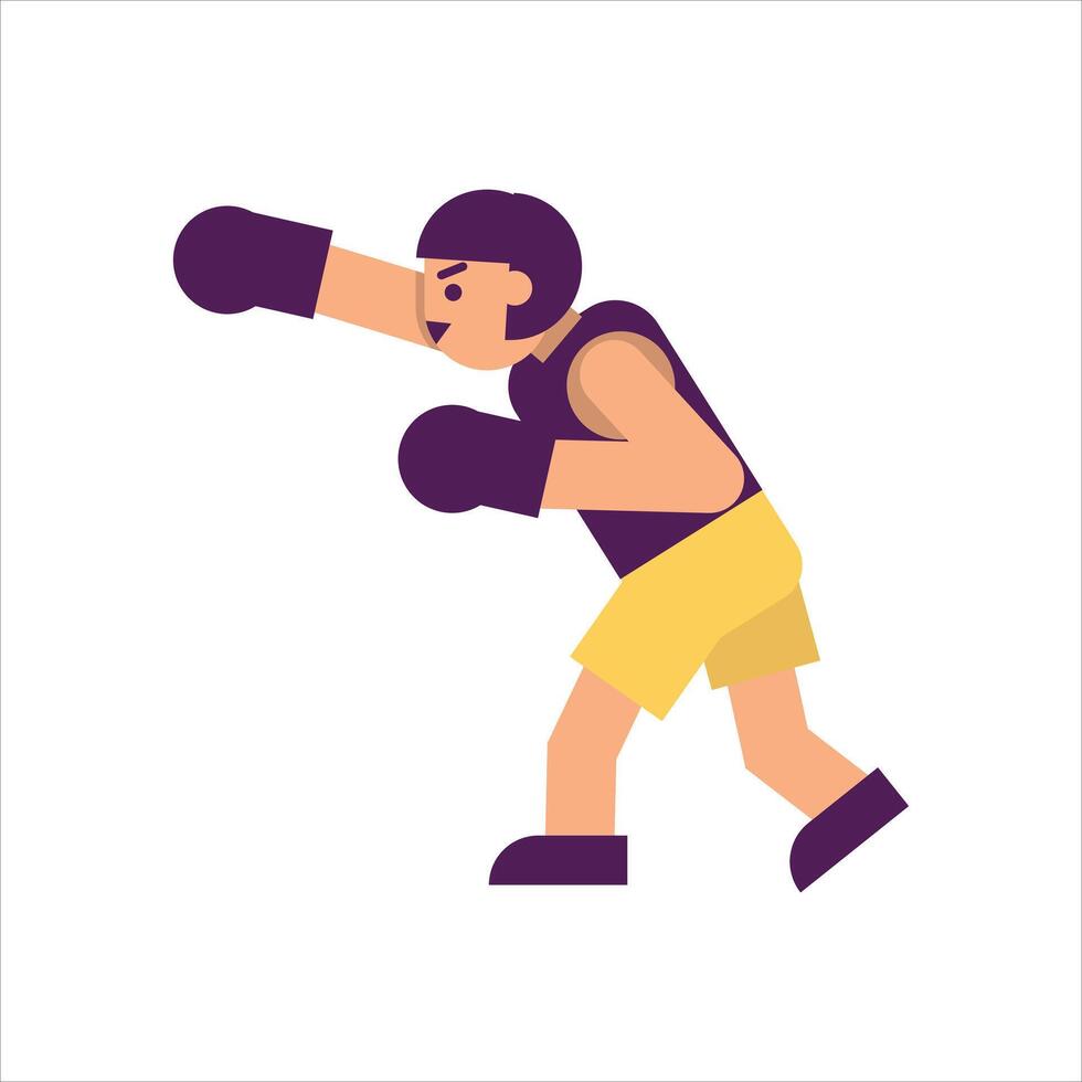 A man in a purple shirt and yellow shorts is throwing a punch vector