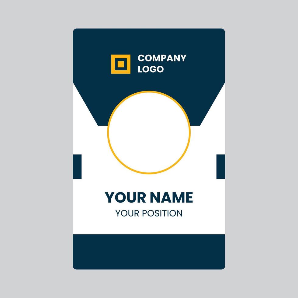 A business card with a yellow circle and a blue background vector