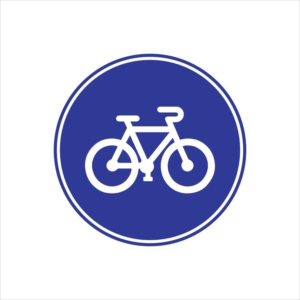 A blue and white sign with a bicycle in the center vector