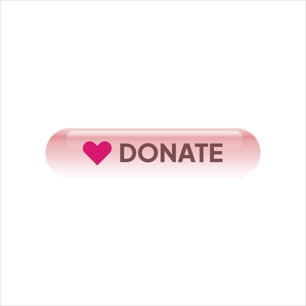 Donate button with heart icon isolated on white background vector