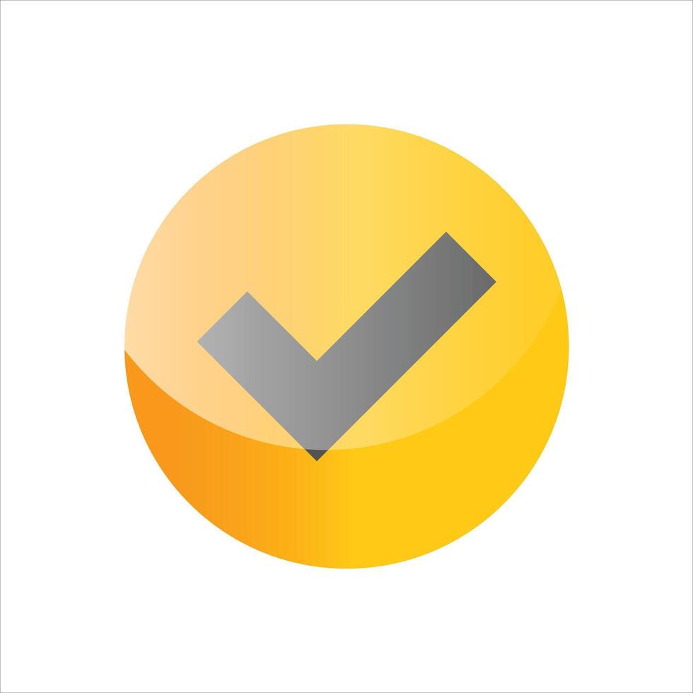 A check mark on a yellow circle icon vector