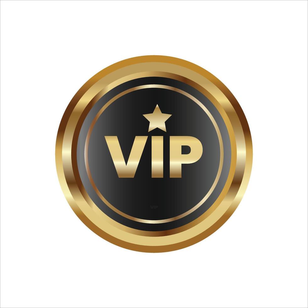 A gold vip badge with the word vip vector