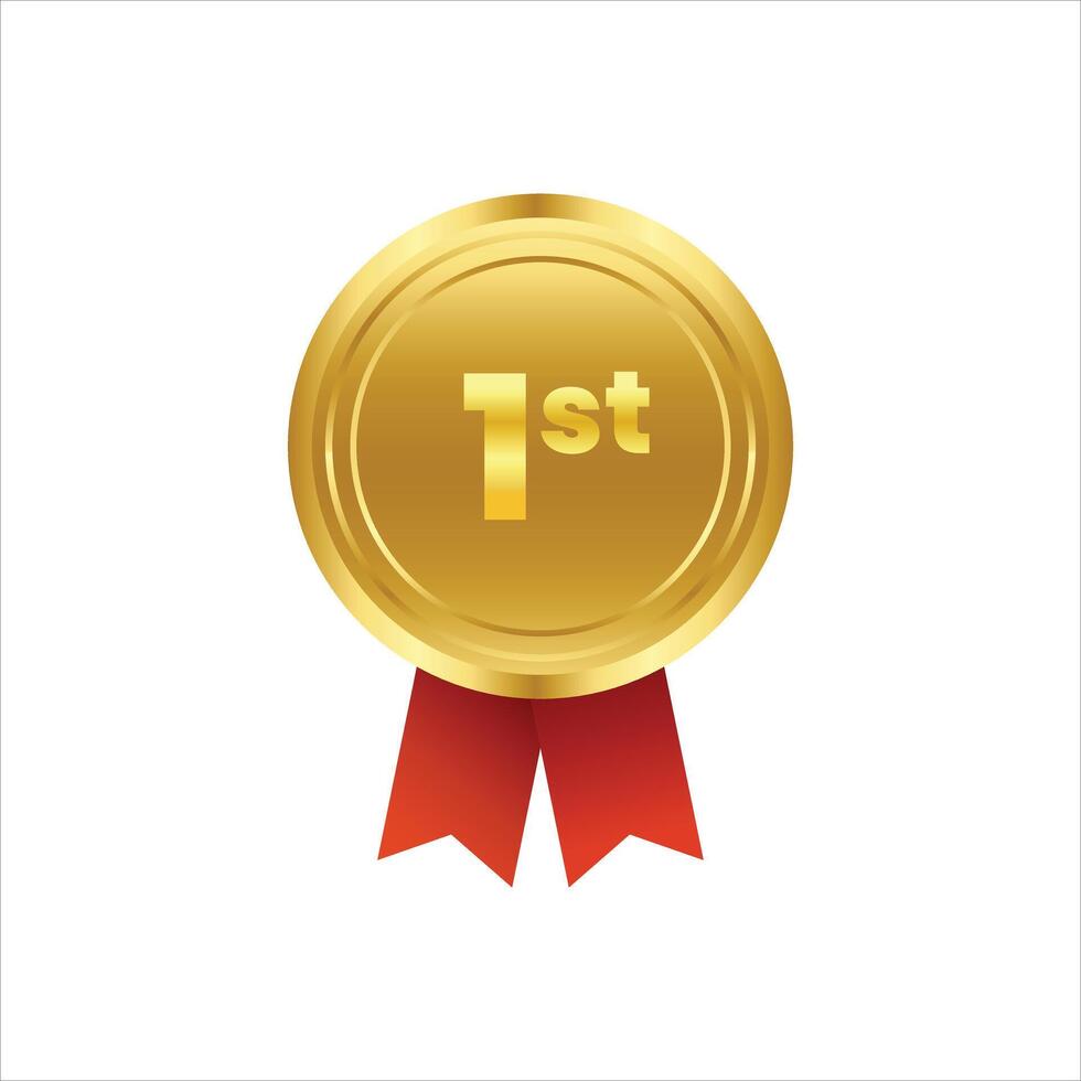 Gold medal with ribbon illustration vector