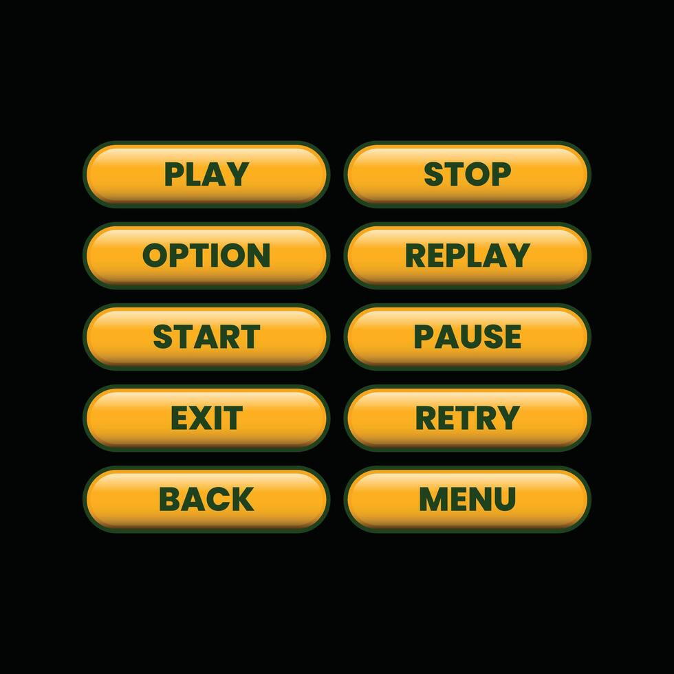 A game screen with several buttons and text vector