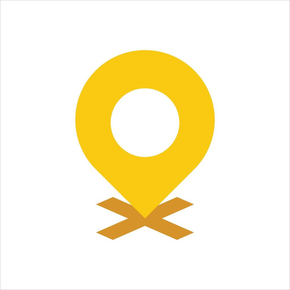 A yellow pin with an x on it vector